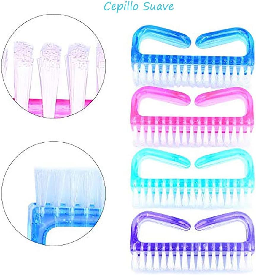 4 Pack Handle Grip Nail Brush Nail Hand Scrubbing Cleaning Brush for Toes and Nails Cleaner