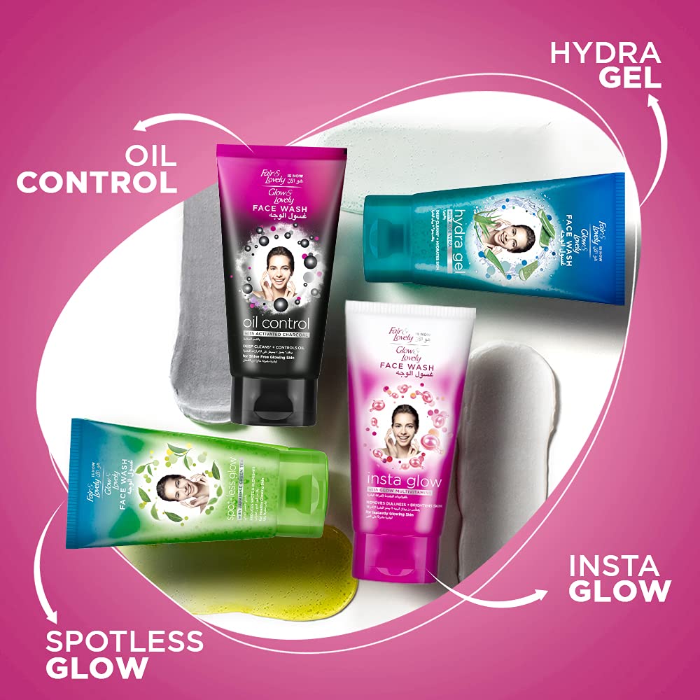 جلو اند لوفلي غسول الوجه فورميرلي فير مع الفيتامينات المتعددة انستجلو لإزالة البهتان لتفتيح البشرة، 150 مل (عبوة من قطعتين) Glow & Lovely Formerly Fair Face Wash With Multivitamins Instaglow To Remove Dullness Brighten The Skin, 150Ml (Pack Of 2)