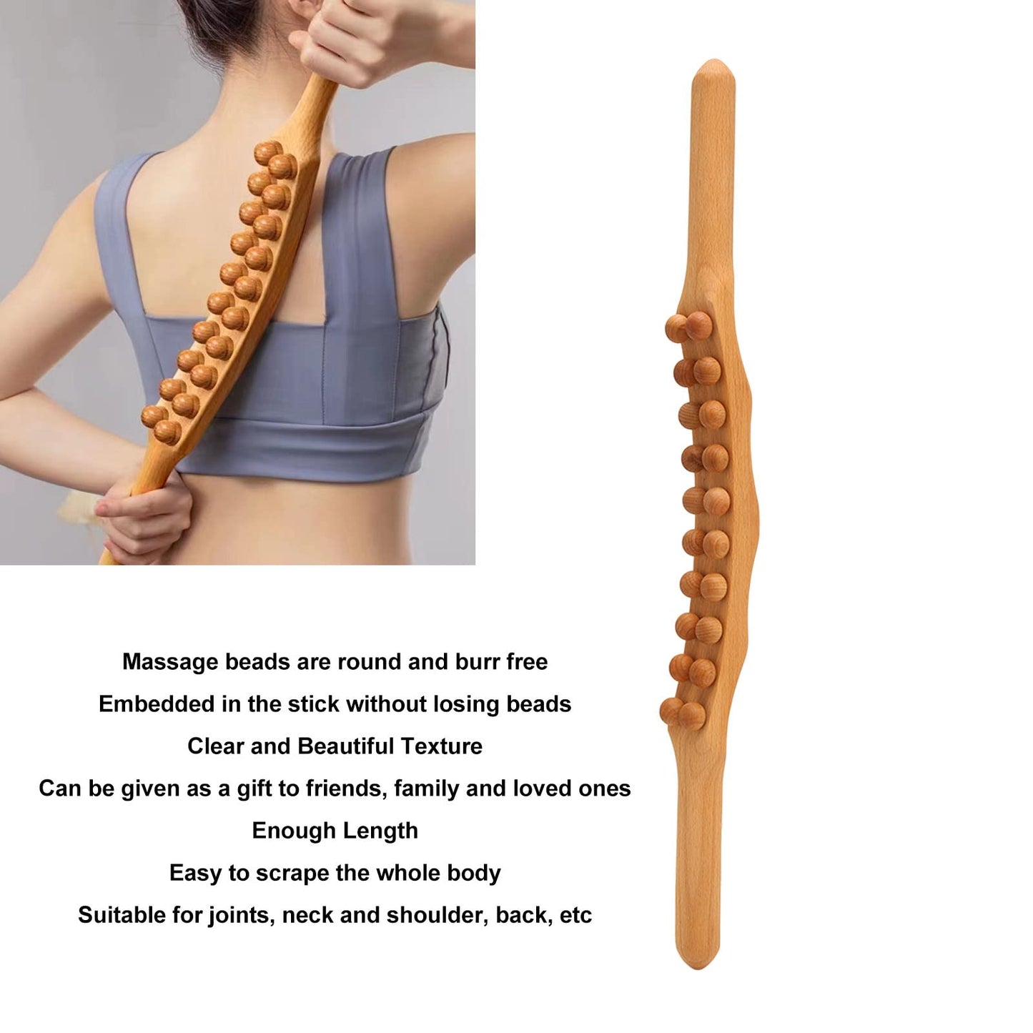 Wood Therapy Gua Sha Massage Tools - Wood Roller Stick Massager, Muscle Release and Soft Tissue Massage Tool, Back, Belly, Shoulder Flexor Release Tool, Lymphatic Drainage Tool