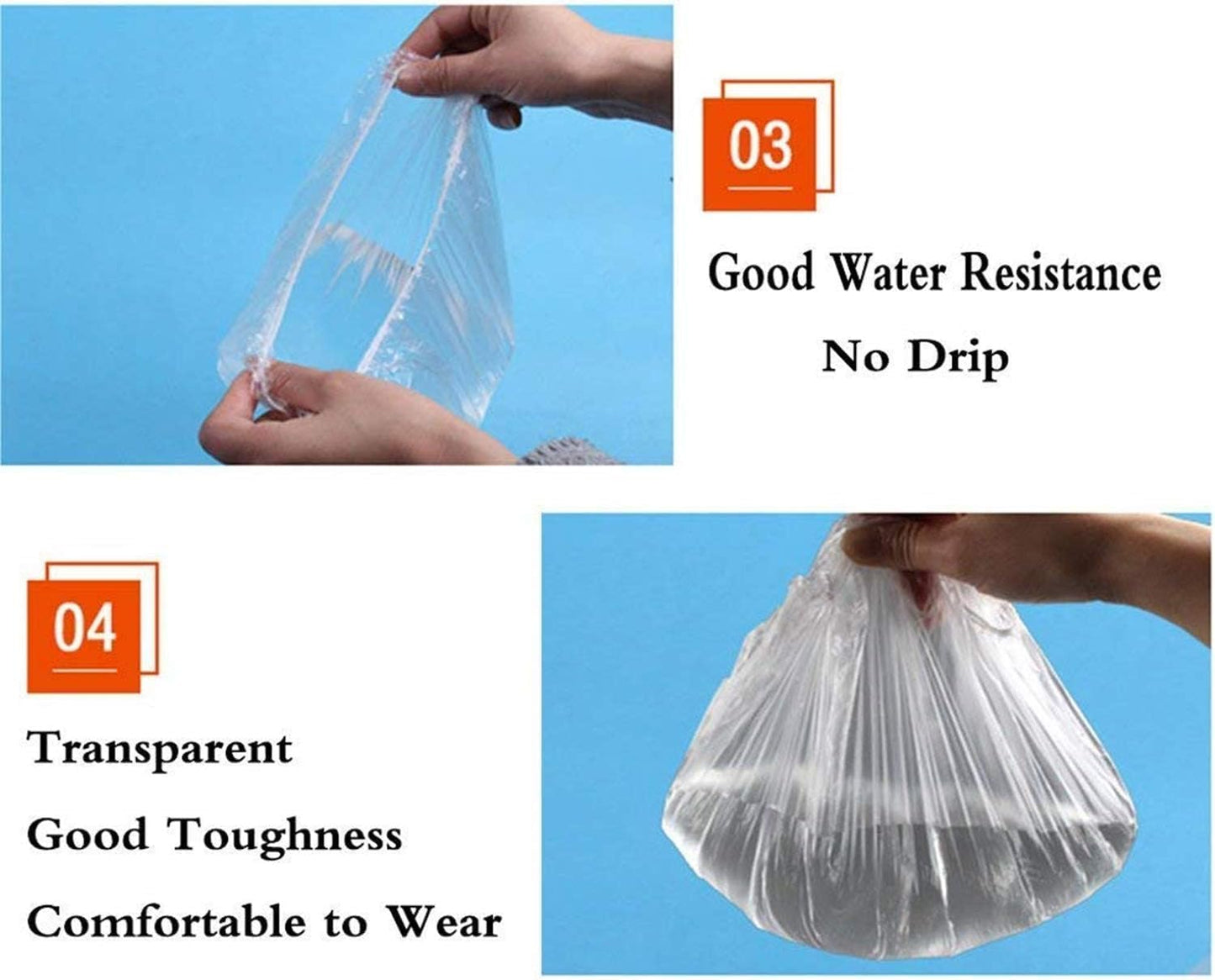 Shower Cap Disposable - 100 Pcs Thickening Women Waterproof Shower Caps Free Size, Clear