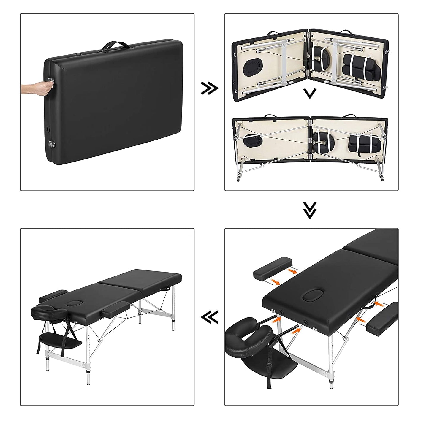 LA PERLA TECH Professional Aluminum 2 Folding Adjustable Massage Table -BreathHole-Flexible Rest-loading Capacity 250 Kg Dimension 186 * 70 * 59