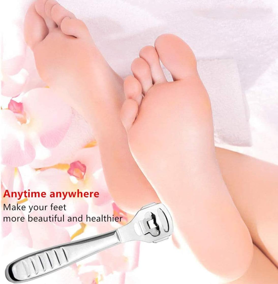 Foot Scraper Premium Stainless Steel Foot Rasp Callus Shaver Foot Files Dead Hard Skin Remover Scraper Pedicure Foot Care Tool with 10 Blades for Wet and Dry Feet Sliver