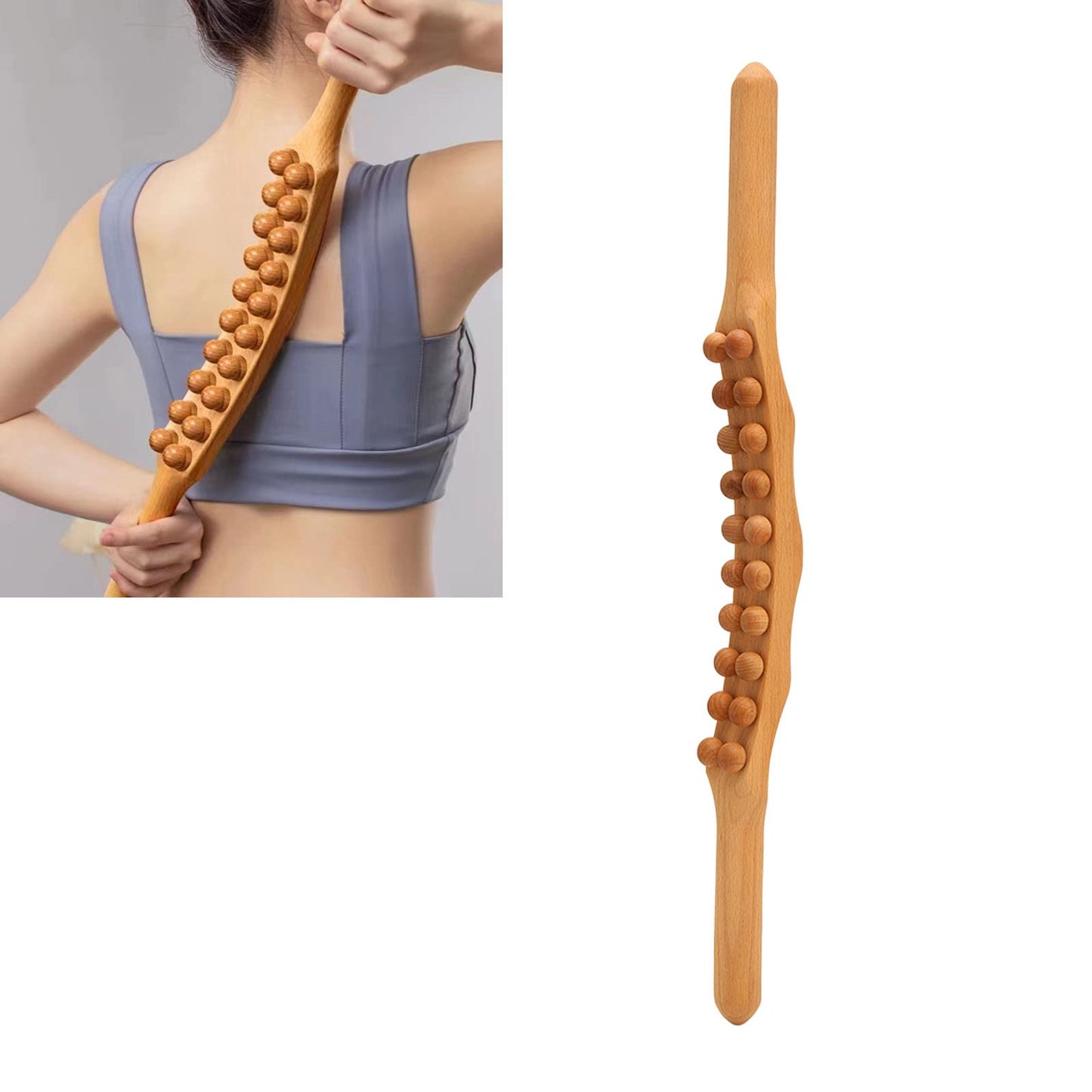 Wood Therapy Gua Sha Massage Tools - Wood Roller Stick Massager, Muscle Release and Soft Tissue Massage Tool, Back, Belly, Shoulder Flexor Release Tool, Lymphatic Drainage Tool