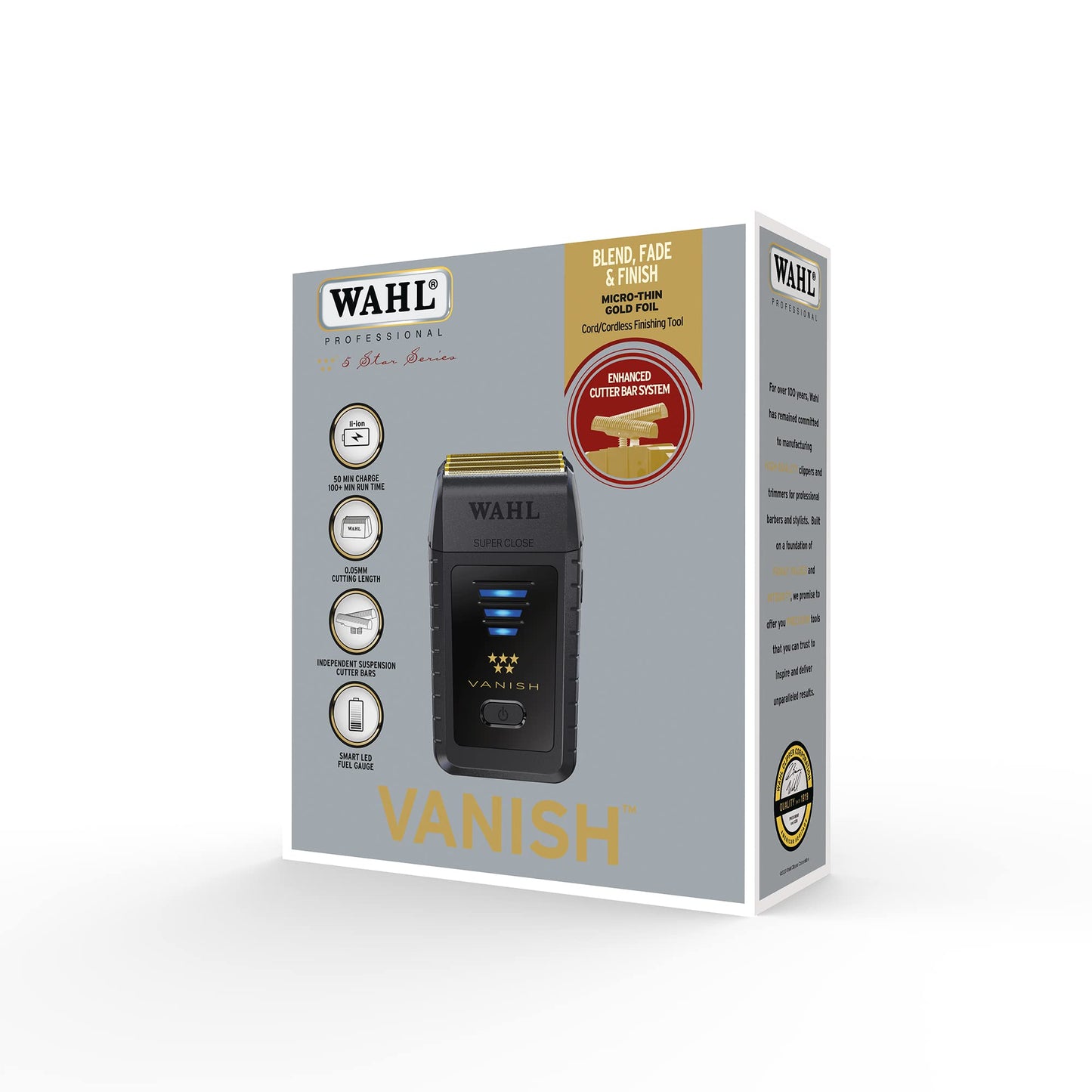 Wahl 5 Star Vanish Shaver, Barber Shavers, Foil Shaver, Close Shaving, Finishing Tools, Blending, Lightweight, Cordless, Barbers Supplies