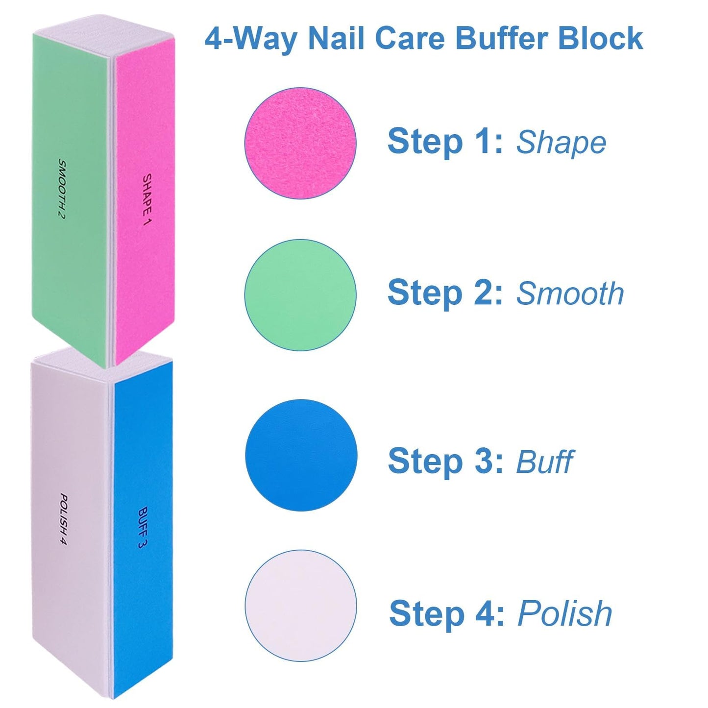 4 Way Nail Buffer Block, Nail Shine Buffers Blocks Files, for Natural and Acrylic Nails Smoother Buffing Block, Polisher Fingernail File Buffer 120/240/600/3000 Grit for Buffing Shinning(10 Pcs)