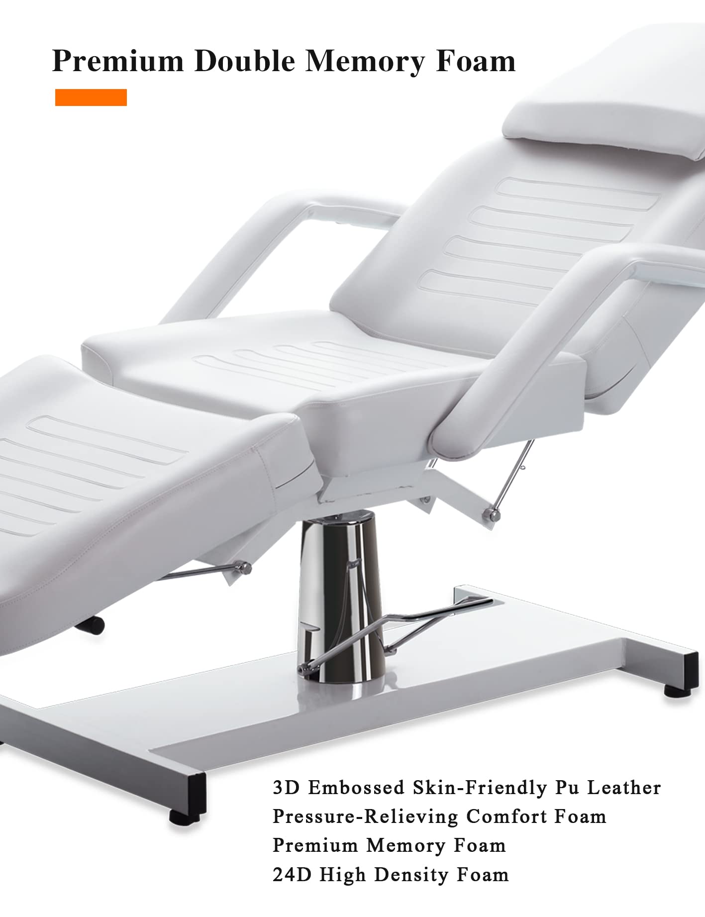 MEISHIDA Massage Facial Bed Adjustable Table Chair With Hydraulic Pump, 360° Swivel Massage Esthetician Table,Beauty Salon Spa Massage Beauty Equipment (white)