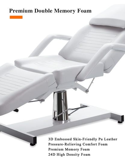 MEISHIDA Massage Facial Bed Adjustable Table Chair With Hydraulic Pump, 360° Swivel Massage Esthetician Table,Beauty Salon Spa Massage Beauty Equipment (white)