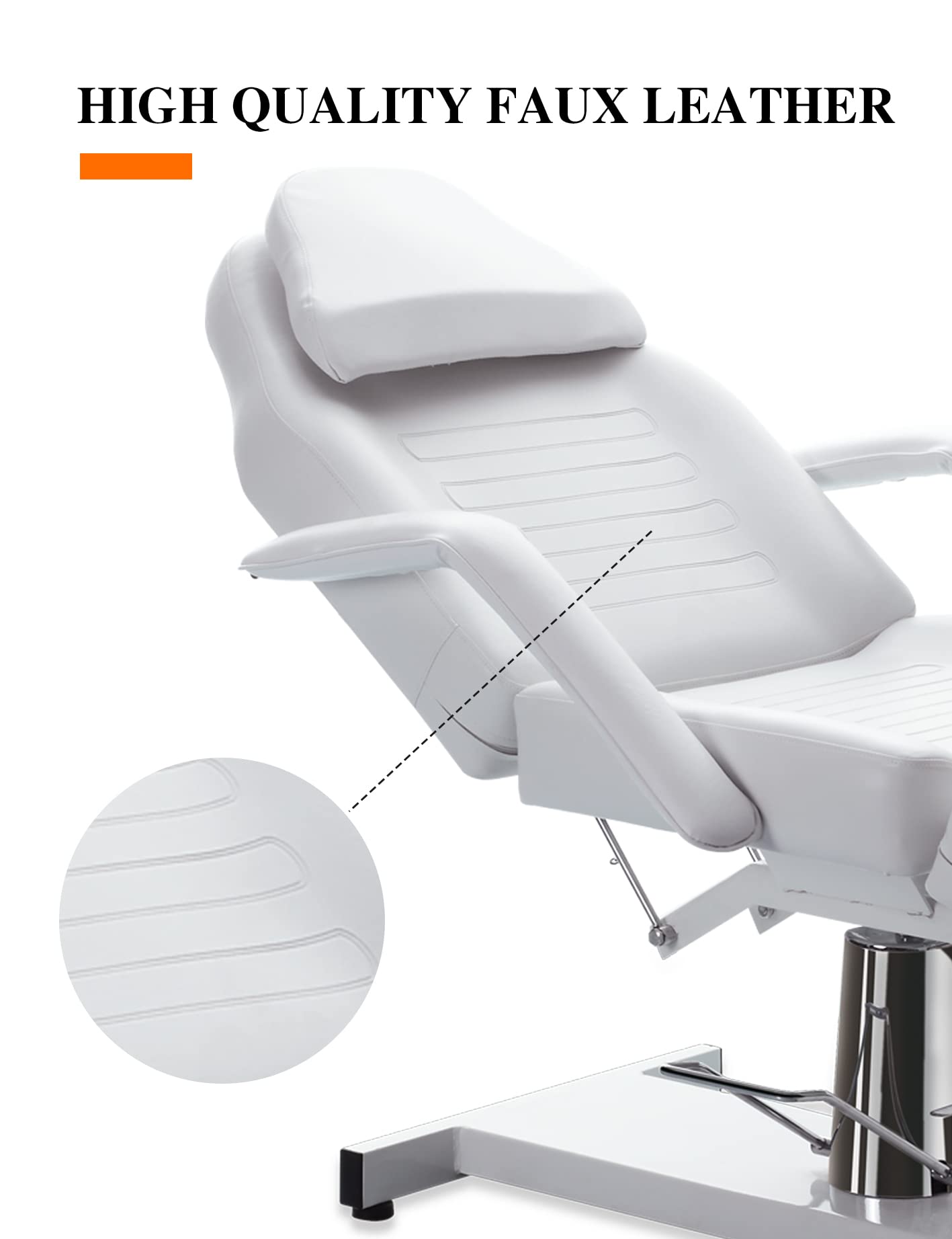 MEISHIDA Massage Facial Bed Adjustable Table Chair With Hydraulic Pump, 360° Swivel Massage Esthetician Table,Beauty Salon Spa Massage Beauty Equipment (white)