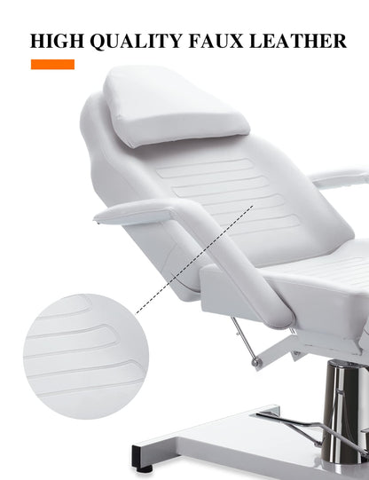 MEISHIDA Massage Facial Bed Adjustable Table Chair With Hydraulic Pump, 360° Swivel Massage Esthetician Table,Beauty Salon Spa Massage Beauty Equipment (white)