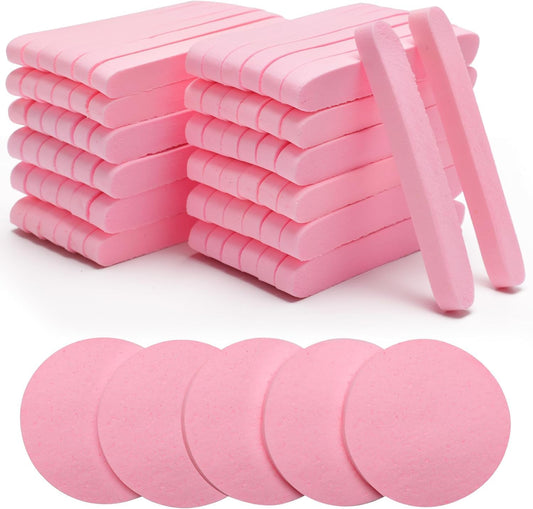 120 Pcs Facial Sponge, Pink, Spherical, Polymer, Gentle Exfoliating, Compress Face Cleansing Sponge Unisex