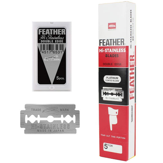 100 FEATHER Hi-Stainless Platinum Double Edge Razor Blades 5's