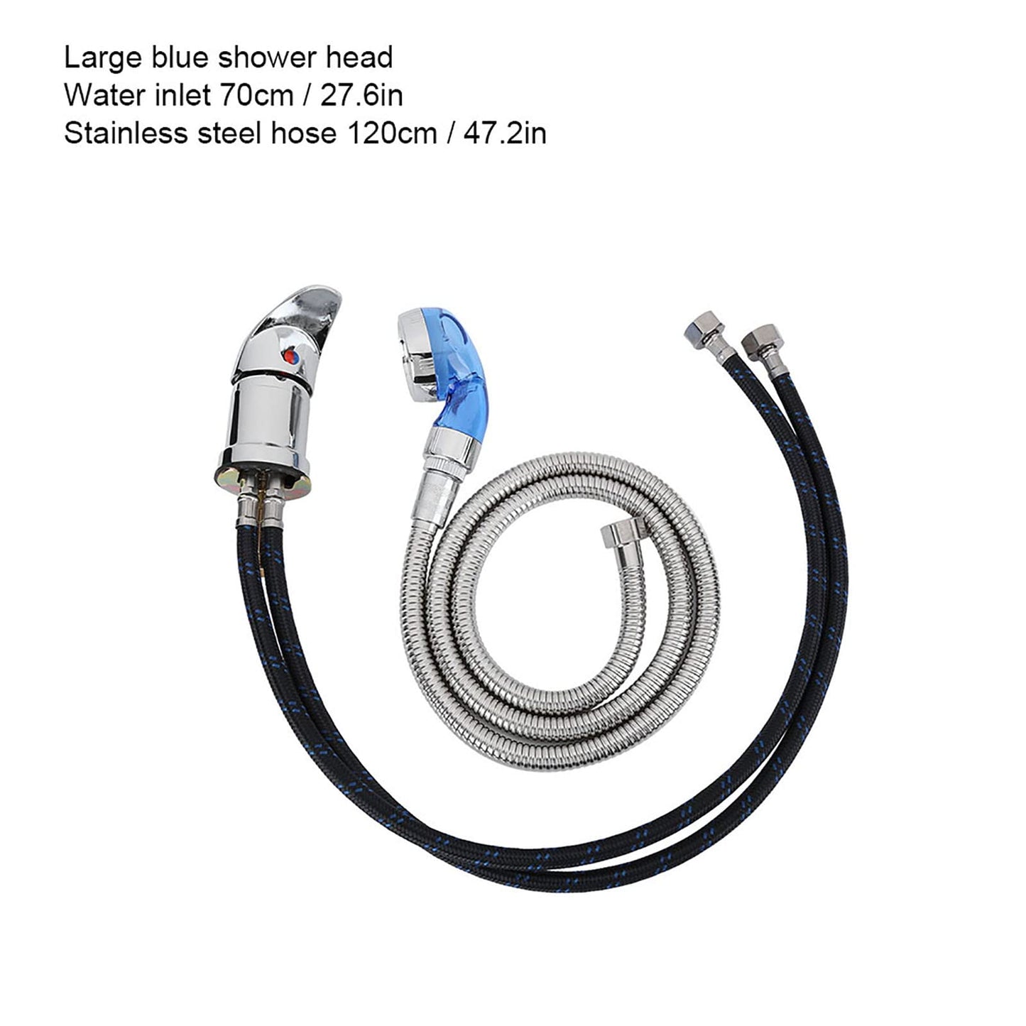 Shampoo Bed Faucet, Shampoo Bed Chair 70cm Faucet + Blue Shower Head +120cm Hose for Hair Salon Barbershop Salon Punch Shampoo Bed Bowl Accessories, Pure Copper Pipe