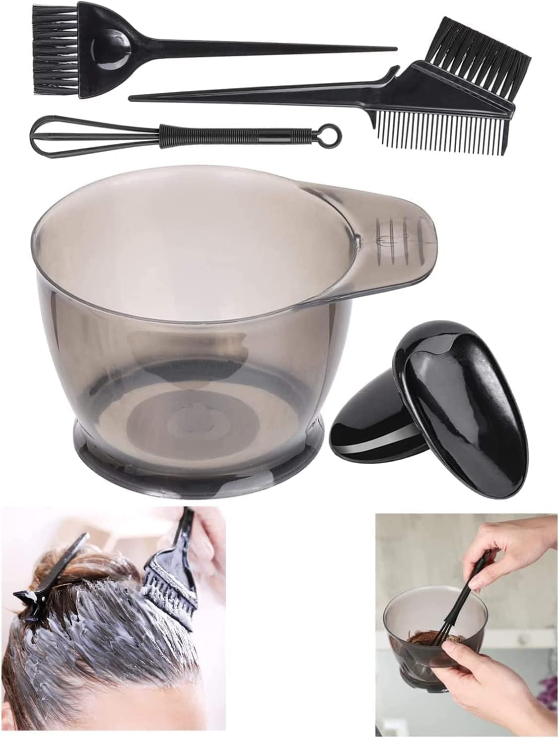 6-Piece Hair Dye Brush And Bowl Set BLACK