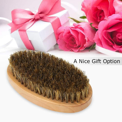 Men's Beard Brush with Wooden Handle Firm Bristles for Taming & Softening Facial Hair Skin Care & Beard Grooming Palm Size