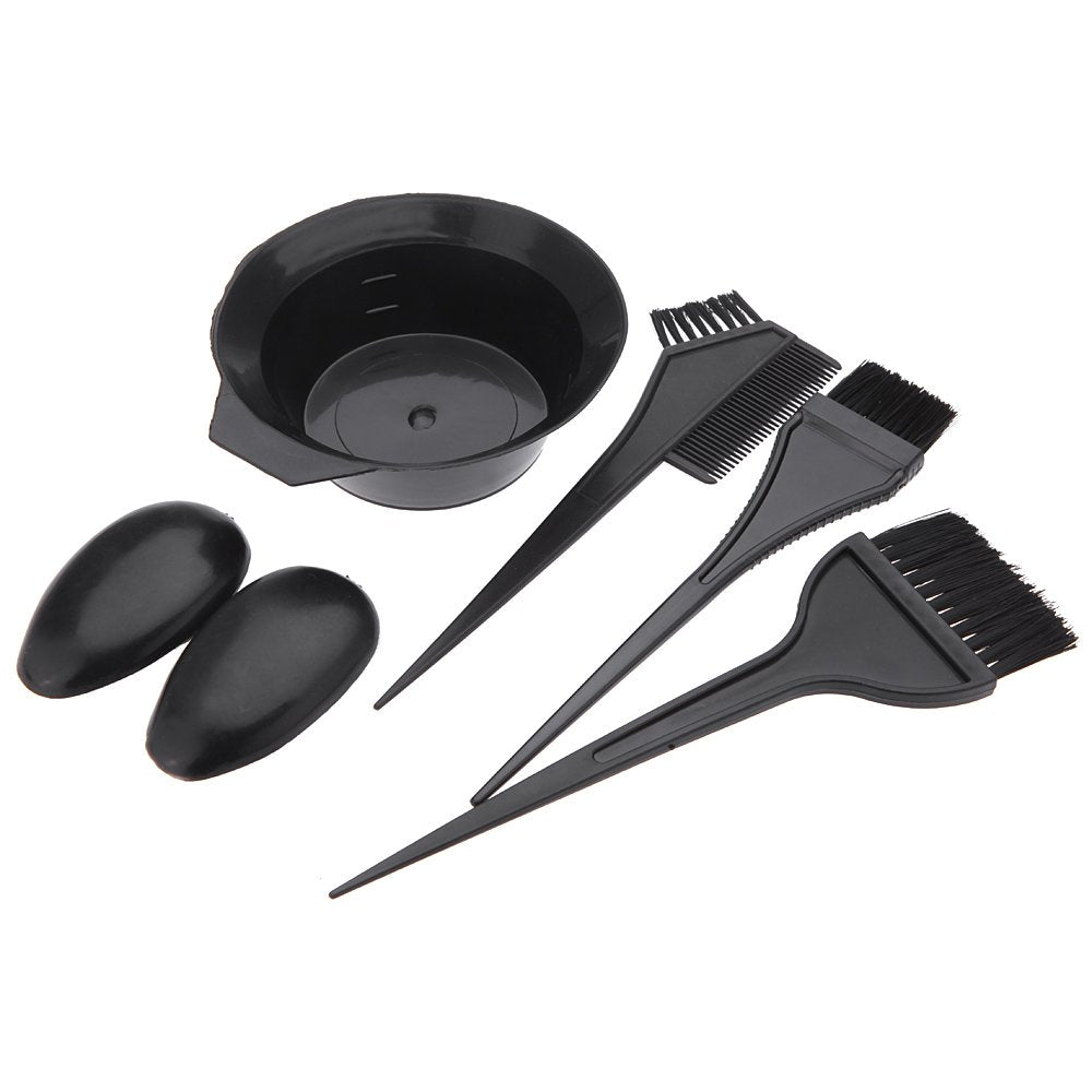 6Pcs Hairdressing Brushes Bowl Combo Salon Hair Color Dye Tint Tool Set Kit