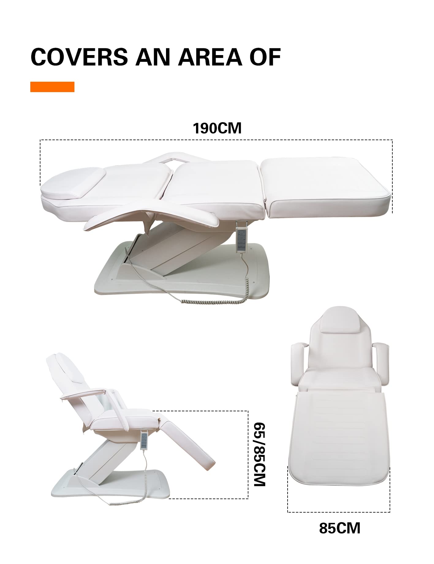 Full Electrical 3 Motors & 3 Section Foldable Table Chair Facial Massage Adjustable Bed for Beauty Salon, Spa Eequipment