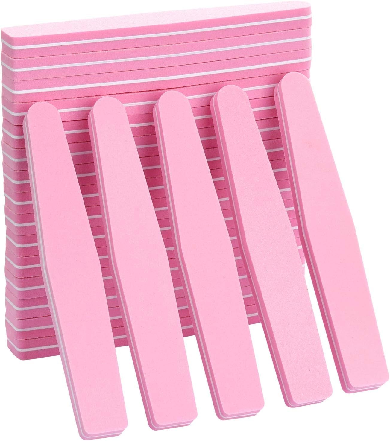 10 Pcs Nail Buffer Block Files Sponge Washable Double Sided 100/180 Sanding Buffing File(Pink)