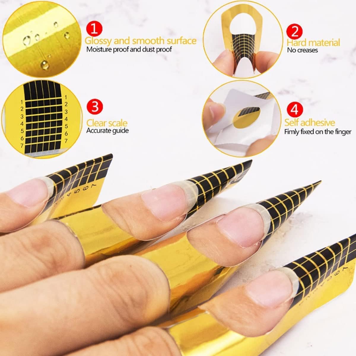 Golden Nail Art Tip Extension Forms for Acrylic UV Gel 500 PICS