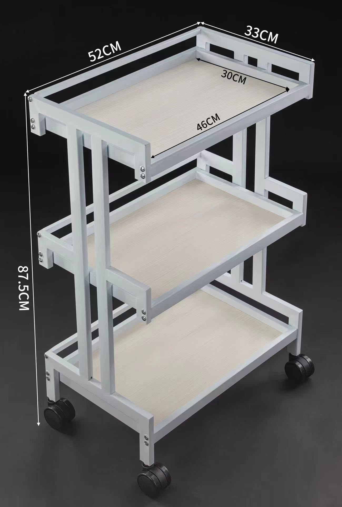 Professional Salon Three Shelves Rolling Trolley Cart, White mobile beauty trolley spa-Clinic-Home-Salon