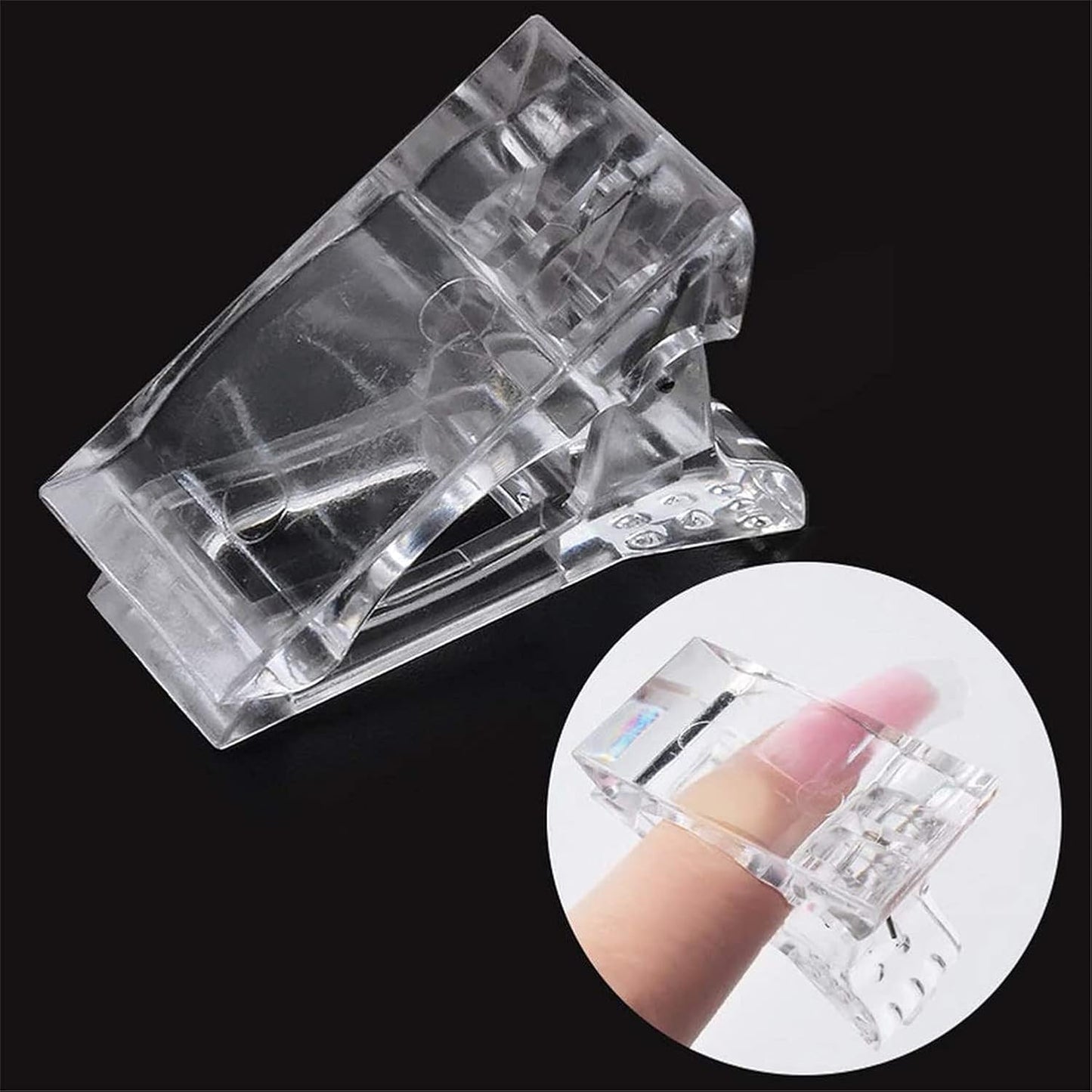 LA PERLA TECH 6 Transparent Nail Clips, Polygel Nail Extension Clips, Transparent Nail Clips, for Quick Building Polygel, Manicure and Nail Art Clips