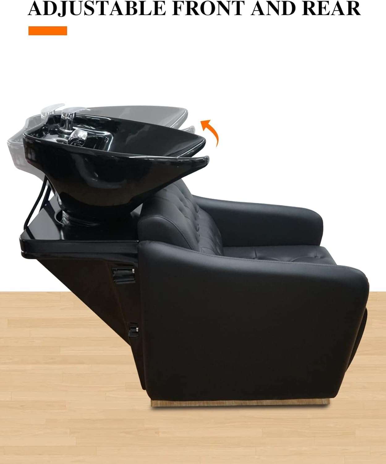 LA PERLA TECH Shampoo Chair Backwash Unit with Ceramic Bowl, Salon Sink Hair Wash Chair for Barbershop Beauty Spa Hairdressing Furniture