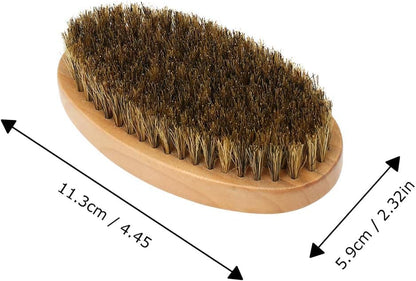 Men's Beard Brush with Wooden Handle Firm Bristles for Taming & Softening Facial Hair Skin Care & Beard Grooming Palm Size