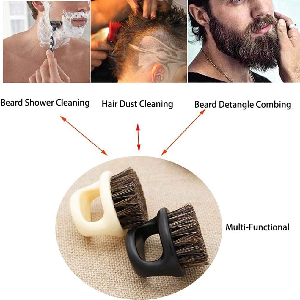 Beard Brush Horse Bristle Portable Cleaning Brush for Men's Beard - 1 Piece (BLACK)