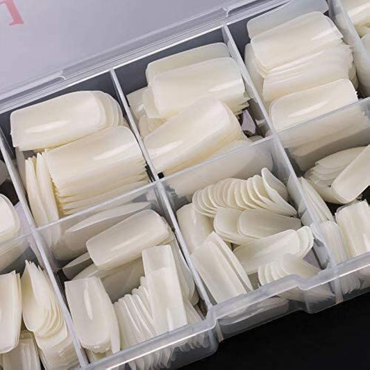 Professional USE Full Cover Acrylic False Nail Tips-Artificial Natural Tips, 500PCS