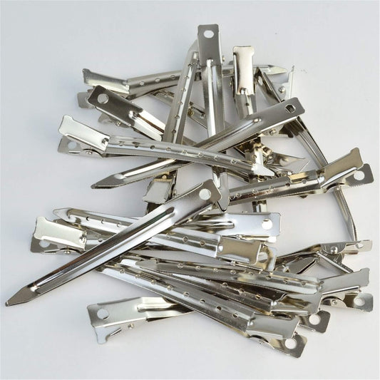 12 Packs Duck Bill Clips, 9cm Rustproof Metal Alligator Curl Clips with Holes for Hair Styling, Hair Coloring, Silver