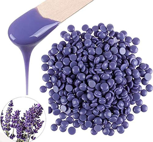 Hair Removal Hard Wax Beans Natural Hot Film Full-Body Depilatory Wax Beads for Women Men (Lavender)