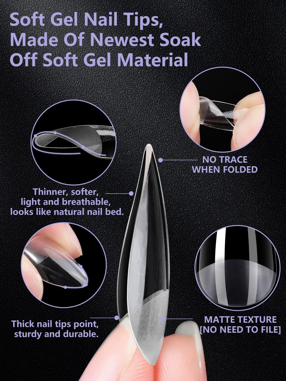 Professional Nails Tips Clear Acrylic Nails Full Coverage Coffin Artificial Nail Tips Nail Extensions Long Nails 10 Sizes 500pcs