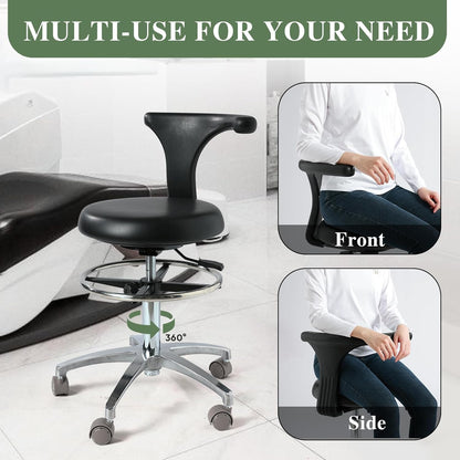 Professional Stool for Dentist, Studio, Medical Center Beauty Swivel Stool,stainless base Heavy Duty Black