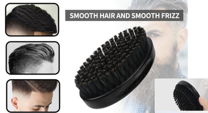 Beard Brush for Men with Soft Nylon Bristles, Facial Hair Brushes for Men’s Grooming & Beard Care, Travel Friendly Beard Grooming Combs, Black Large