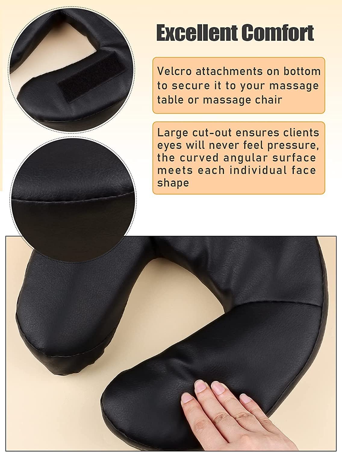 LA PERLA TECH Massage Face Cradle Cushion, Professional Massage Table Universal Face Head Neck Rest Pad, Soft Memory Foam Crescent Massage Chair Pillow for Massage Spa Therapy Beauty Treatment Sleep