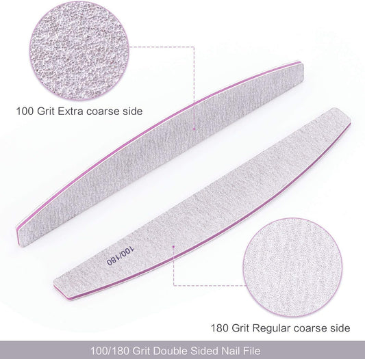 Nail File 10 PCS Professional Nail Files Double Sided Emery Board(100/180 Grit) Nail Styling Tools Pet Grooming Tools for Home and Salon Use