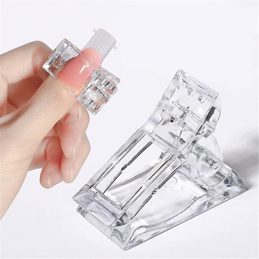 LA PERLA TECH 6 Transparent Nail Clips, Polygel Nail Extension Clips, Transparent Nail Clips, for Quick Building Polygel, Manicure and Nail Art Clips