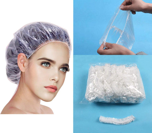 Shower Cap Disposable - 100 Pcs Thickening Women Waterproof Shower Caps Free Size, Clear