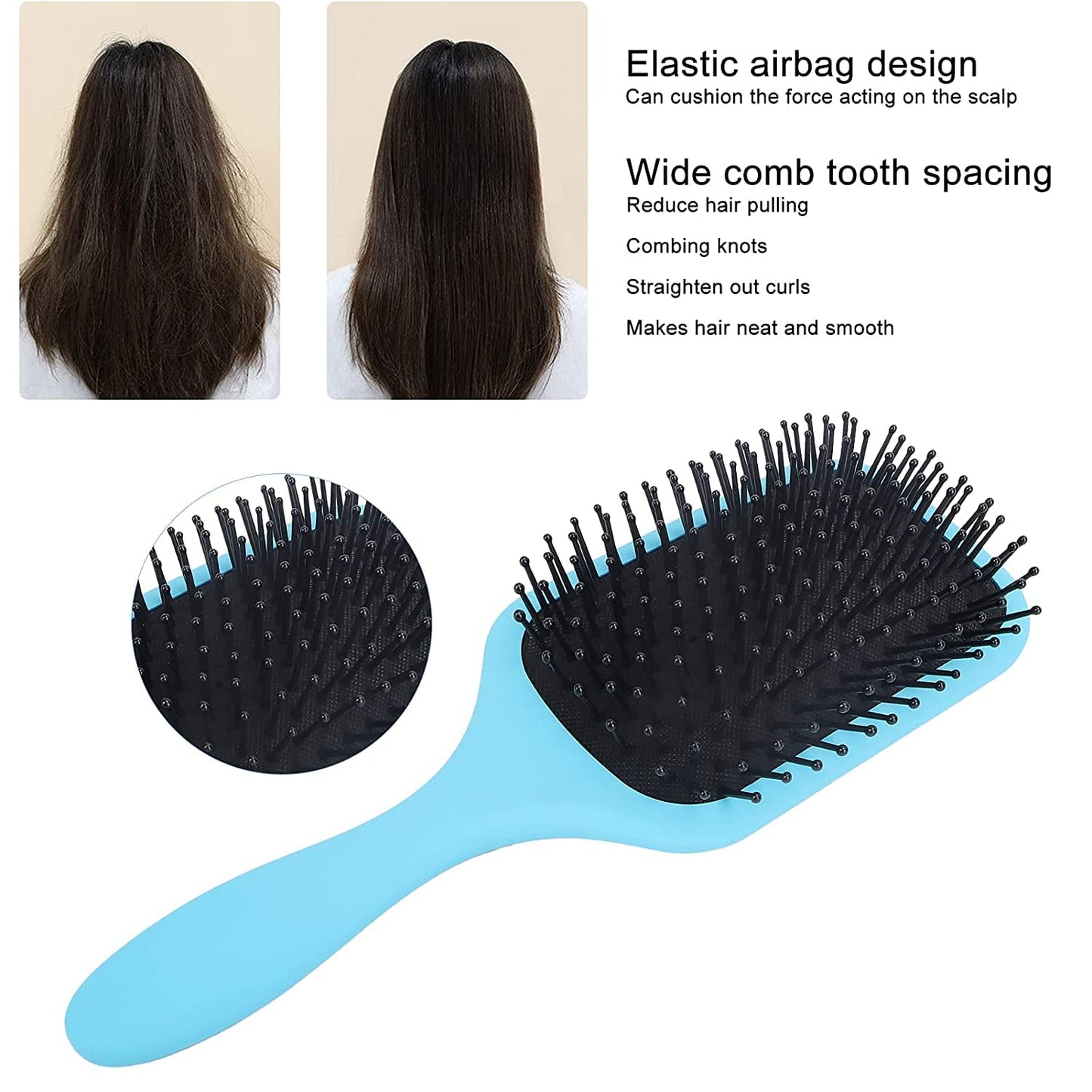 Hair Brush Air Cushion Comb, Pliable Detangling (blue)