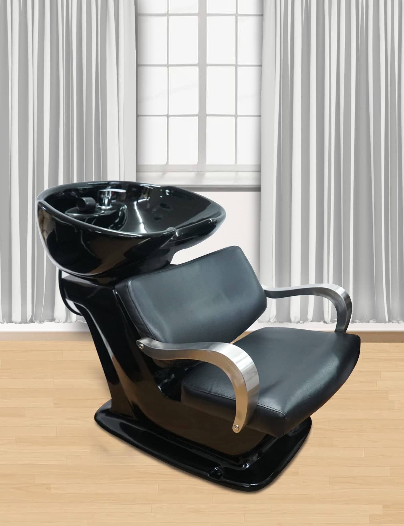 MEISHIDA Classic Heavy Duty Shampoo Chair Hair Back Wash Sink for Men&Women Barbershop, Beauty Salon & Spa Furniture (Black3)