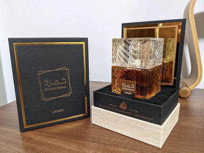 Lattafa Perfumes Khamrah for Unisex Eau de Parfum لطافة للعطور خمرة للجنسين - أو دي بارفان، 3.4 أونصة