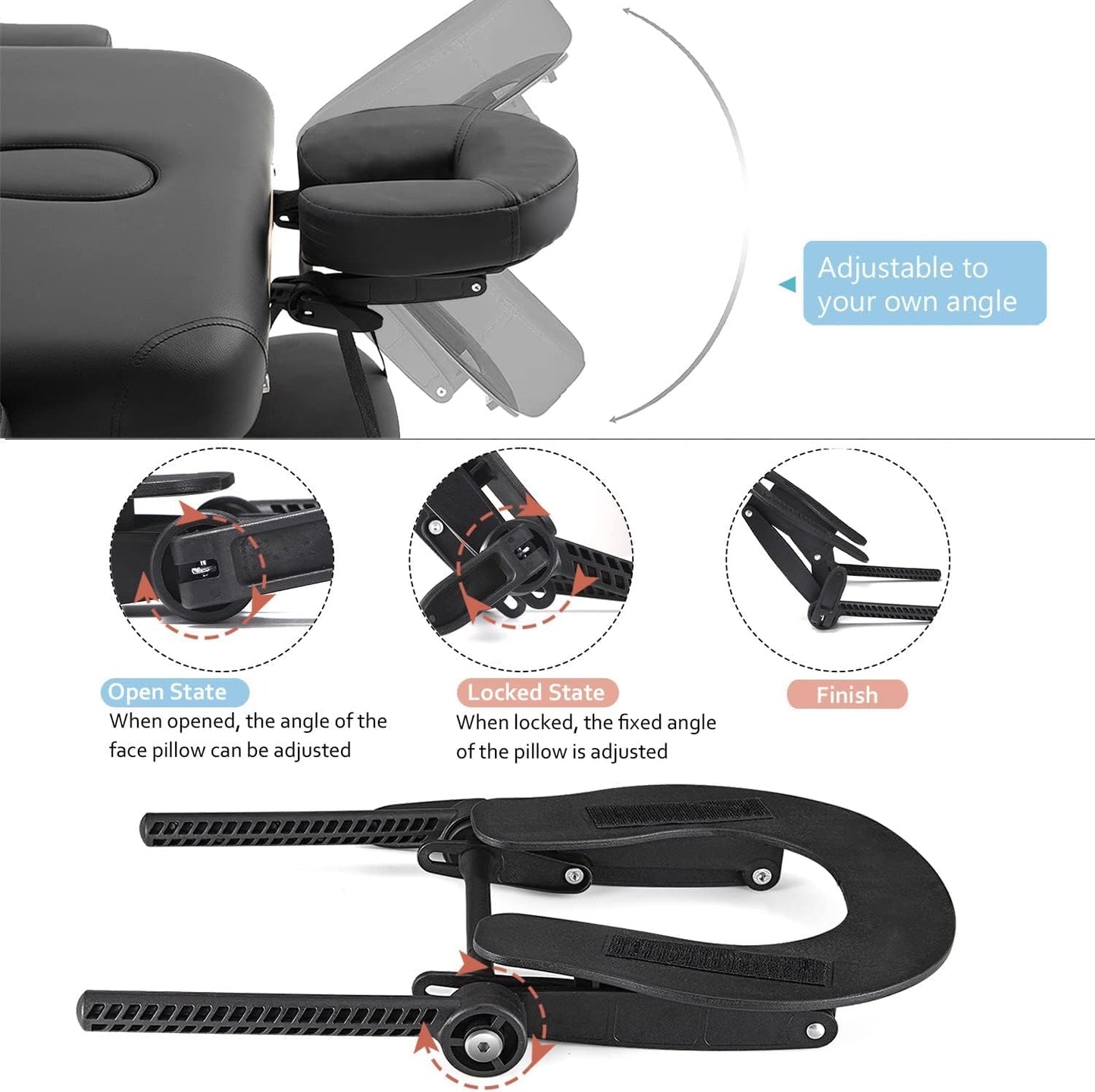 Adjustable Massage Table Face Cradle, Massage Headrest Cradle with Face Cushion, Massage Headrest Platform with Pillow Adjustable Cradle Head...