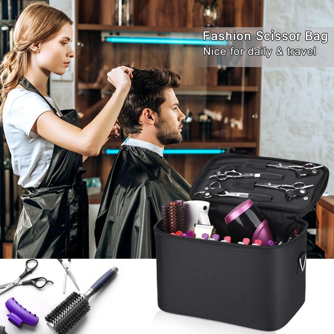 Large Capacity Barber Carrying Case with Shoulder Strap, Professional Salon Hair Cutting Scissor Box Durable Hairdressing Tool Storage Bag