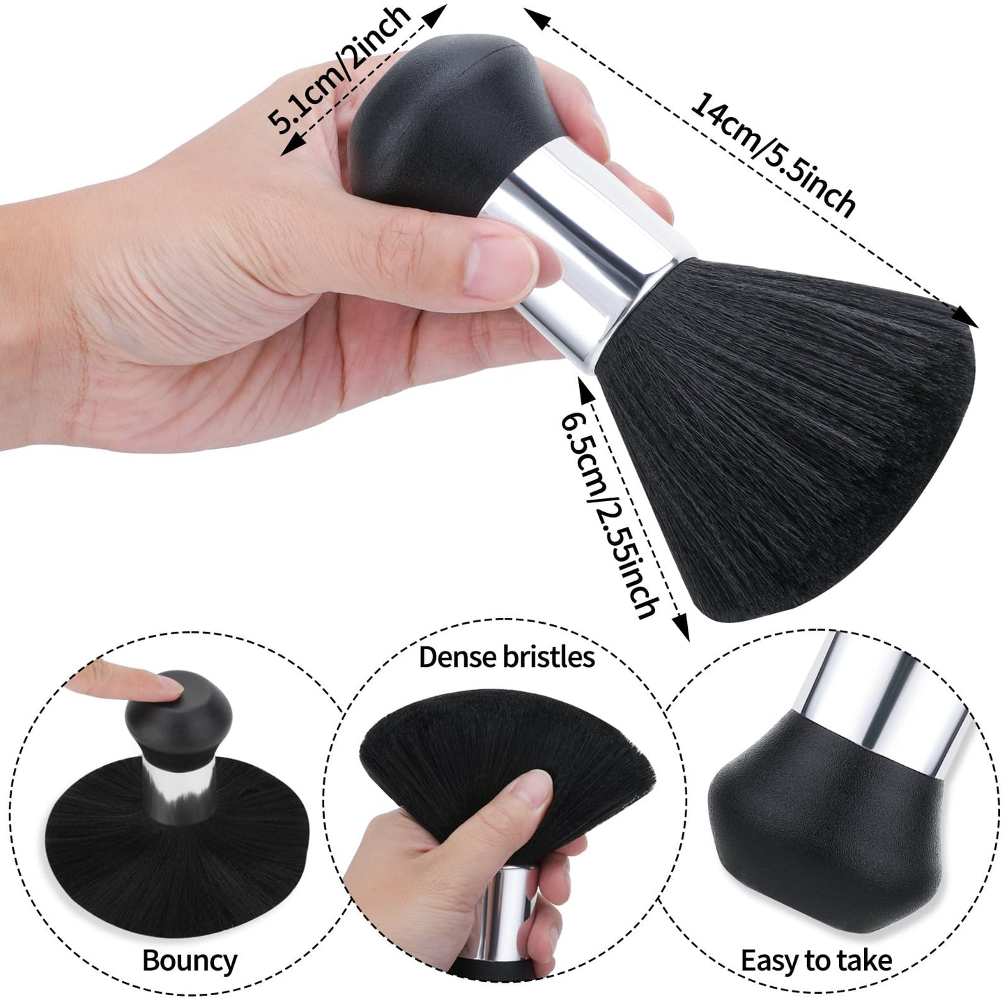 Barber Neck Duster Brush, Soft Barber Neck Duster Hair Cleaning Dusting Brush, Professional Barber Supplies to Remove Hair from Neckline and Ears After Haircut, Salon and Home Use