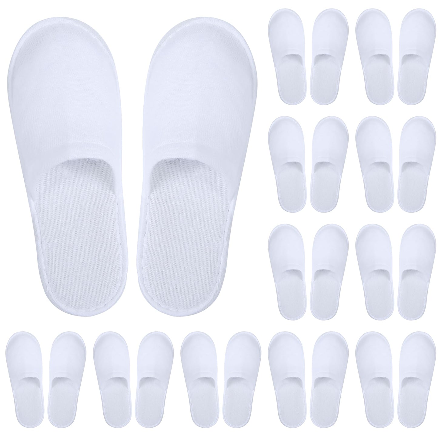 12 Pairs Disposable Spa Slippers Fluffy Closed Toe Spa Slippers for Hotel, Home, Guest Use, Fits up to US Men Size 10 and Women Size 11