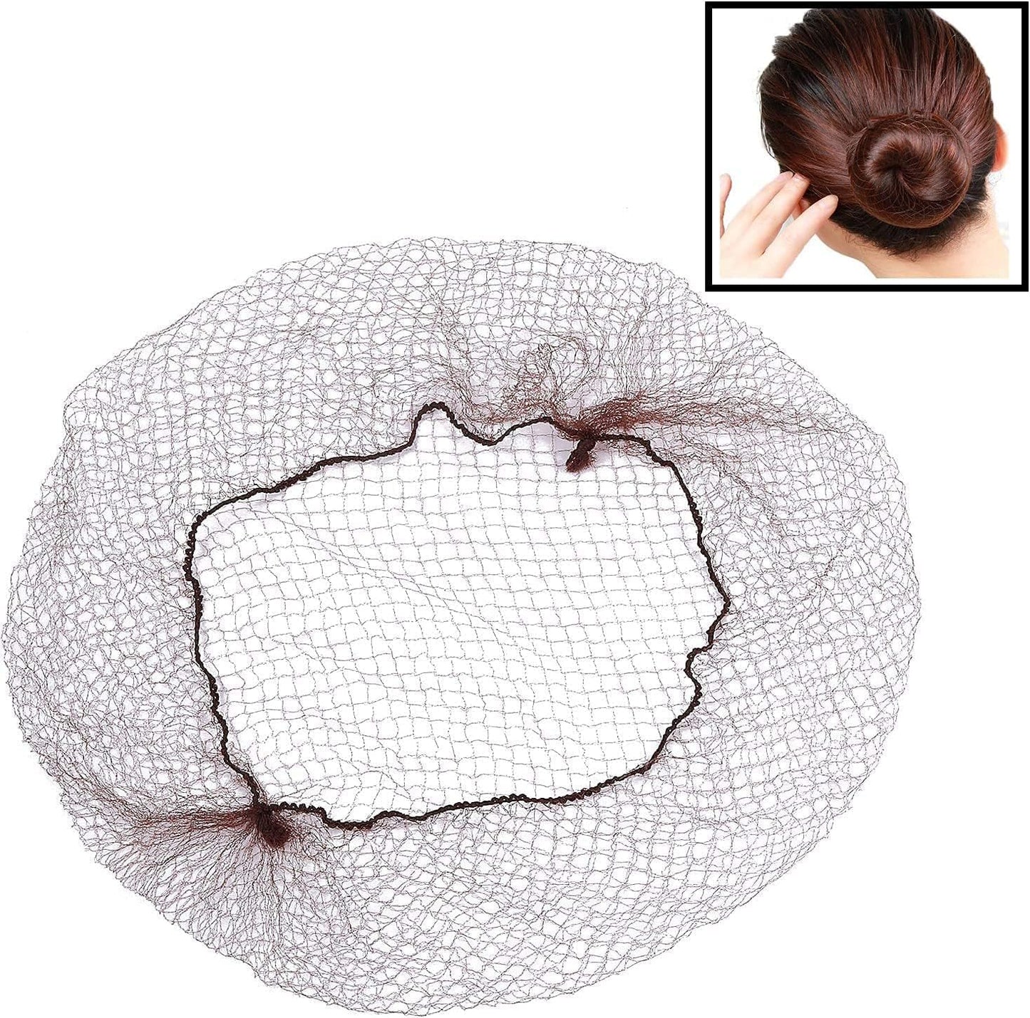 144 Pieces Hair Nets Invisible Elastic Edge Mesh Nylon Invisible Hairnet Breathable Hair Protective (BROWN)