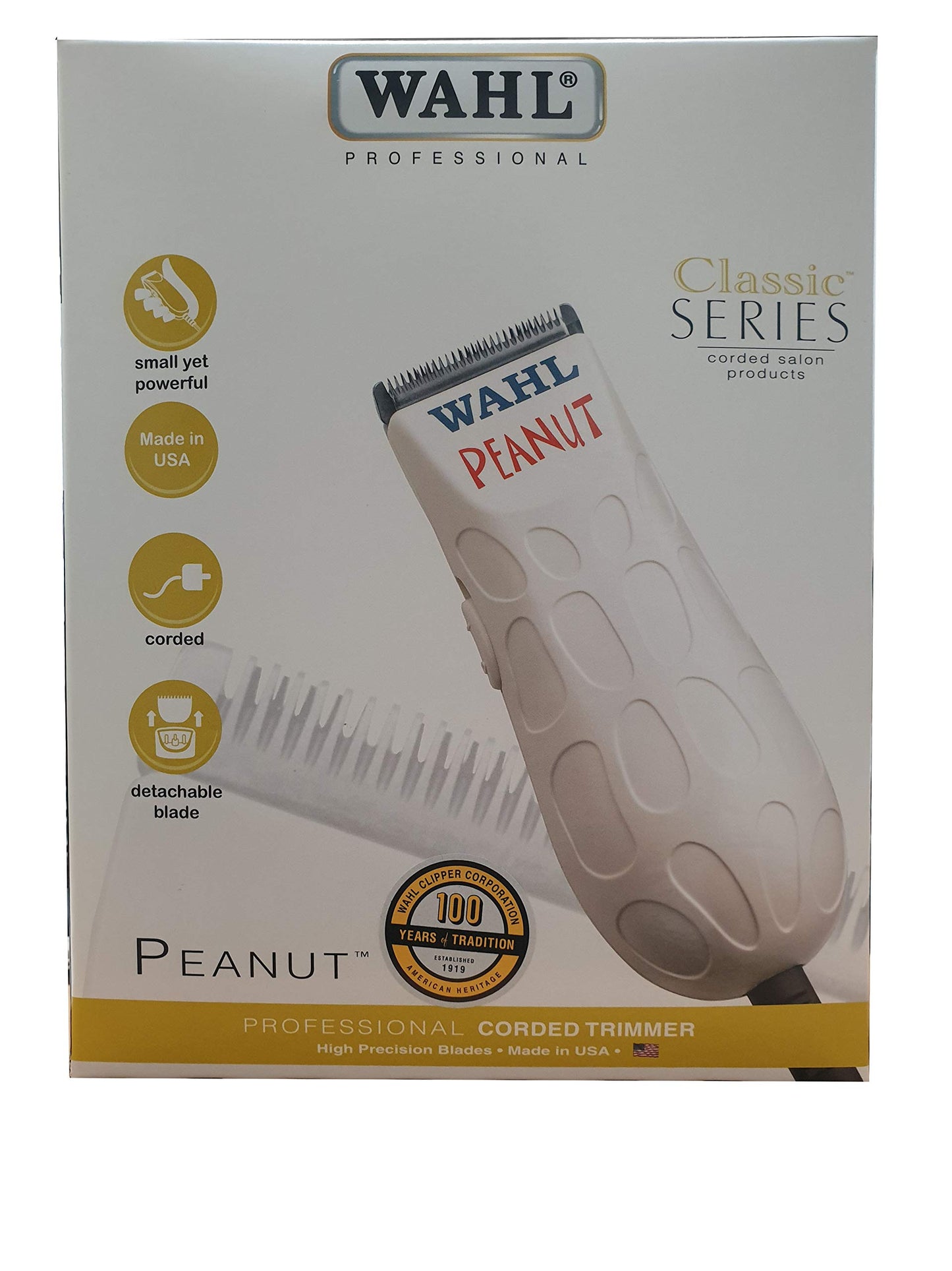 Wahl 8655-916 Classic Series Peanut Professional Corded Trimmer (White)