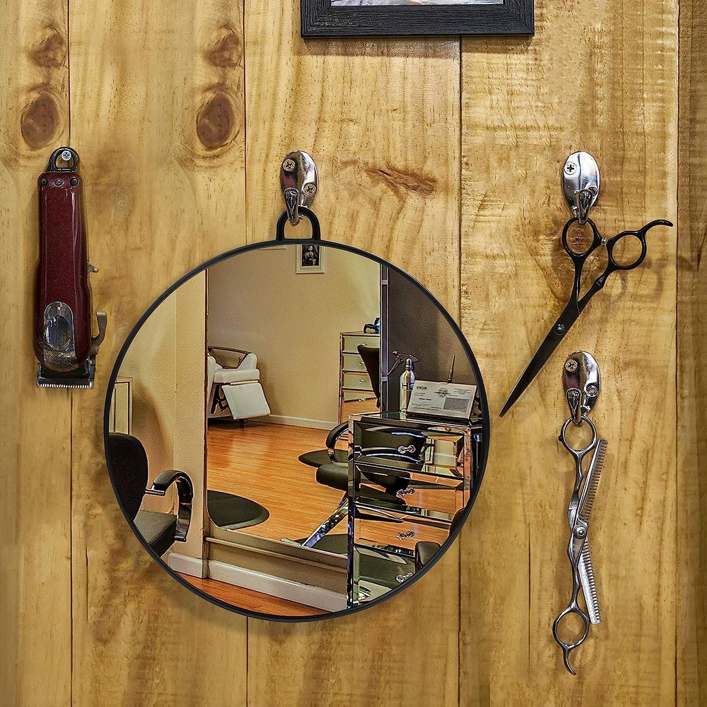 Lightweight Handheld Round Hairdressing Mirror -Professional Use- Handle or Hang on the Wall for Barbers, Salons and Beauticians