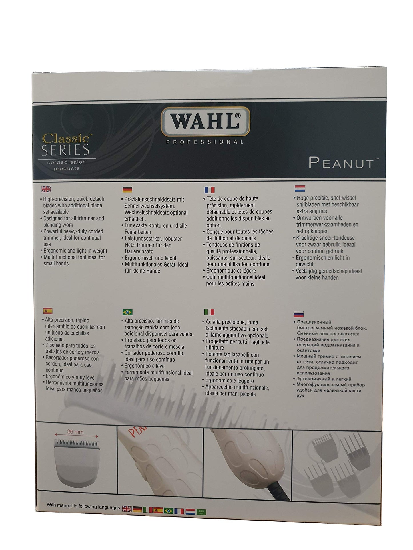 Wahl 8655-916 Classic Series Peanut Professional Corded Trimmer (White)