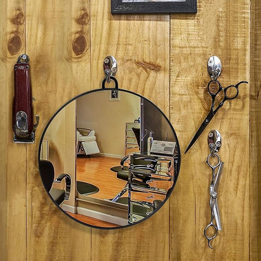 LA PERLA TECH Lightweight Handheld Round Hairdressing Mirror -Professional Use- Handle or Hang on the Wall for Barbers, Salons and Beauticians