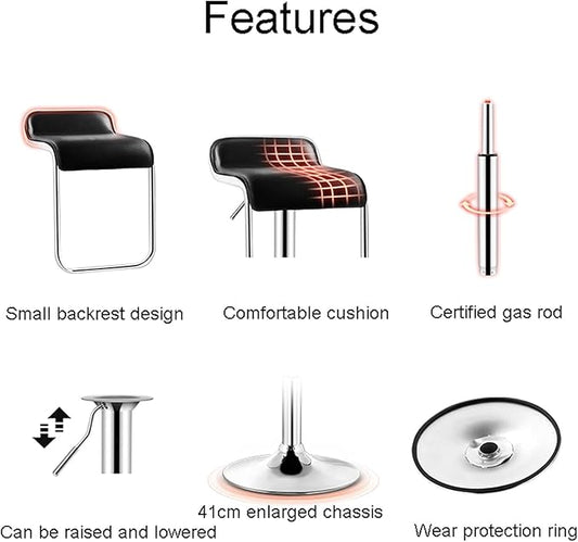 LA PERLA TECH Modern Design BarStools, Ergonomic Front Desk High Reception Stool, PU Leather Large Base, 360°Rotation, Adjustable Height